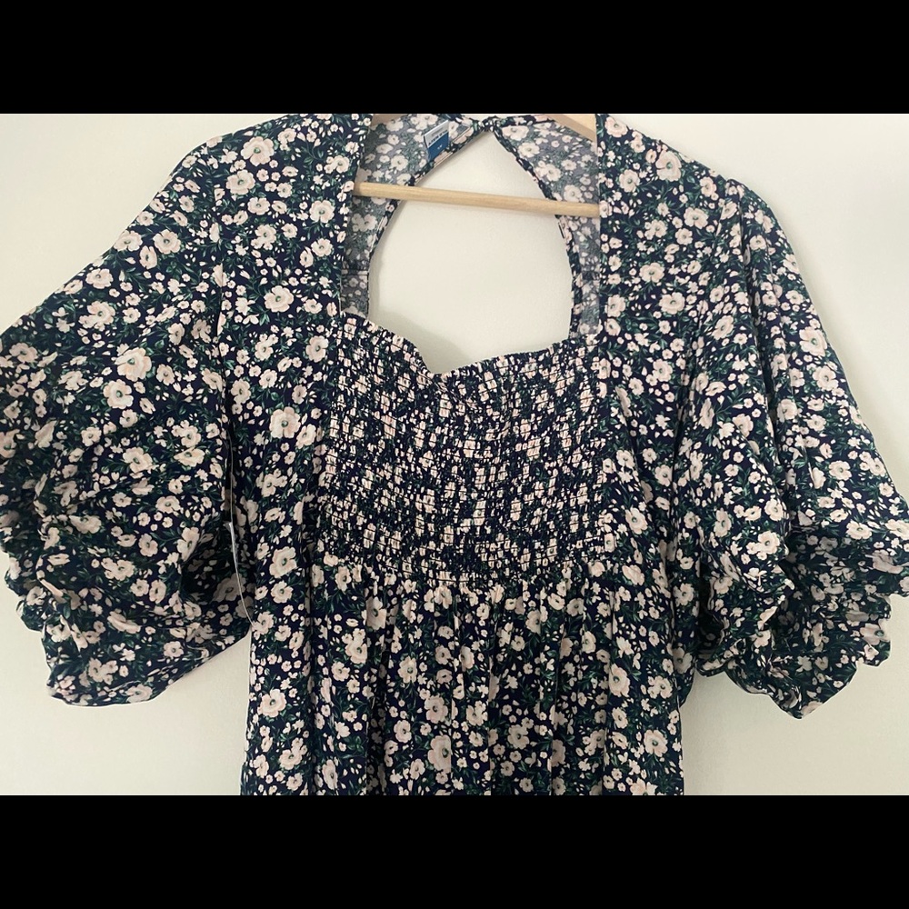 Square Neck Puffy Sleeve Shift Maxi Dress NWT